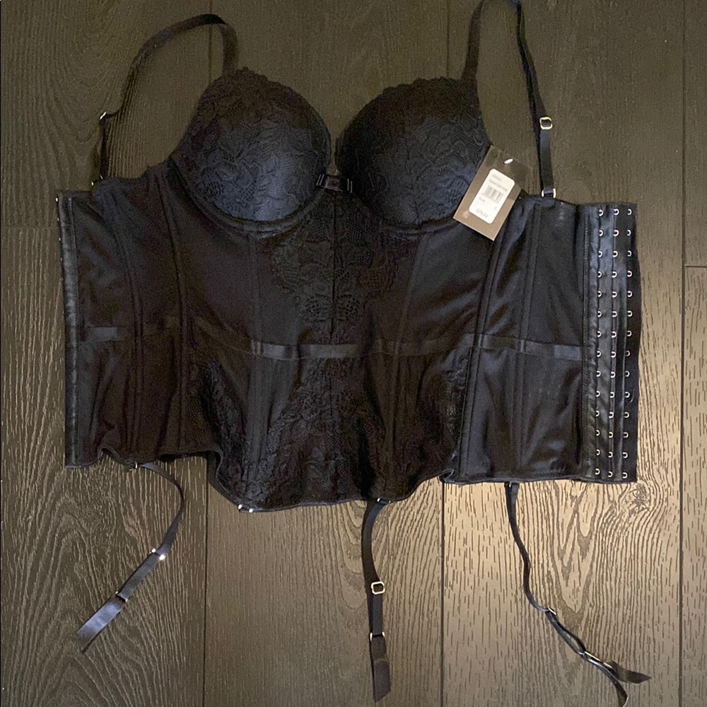 NWT- Fredrick’s of Hollywood black corset lingerie